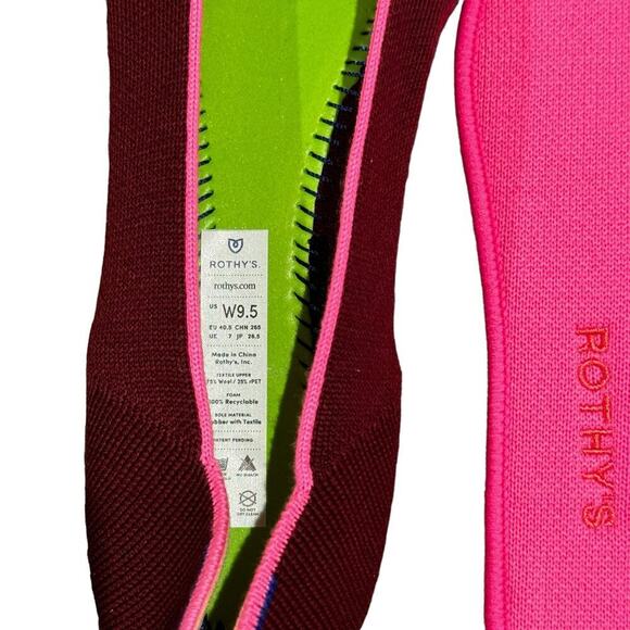 Rothy's The Point Ballet Flat Slip-On Merino Wool Currant Pink Size W9.5 NWOB - Picture 10 of 12